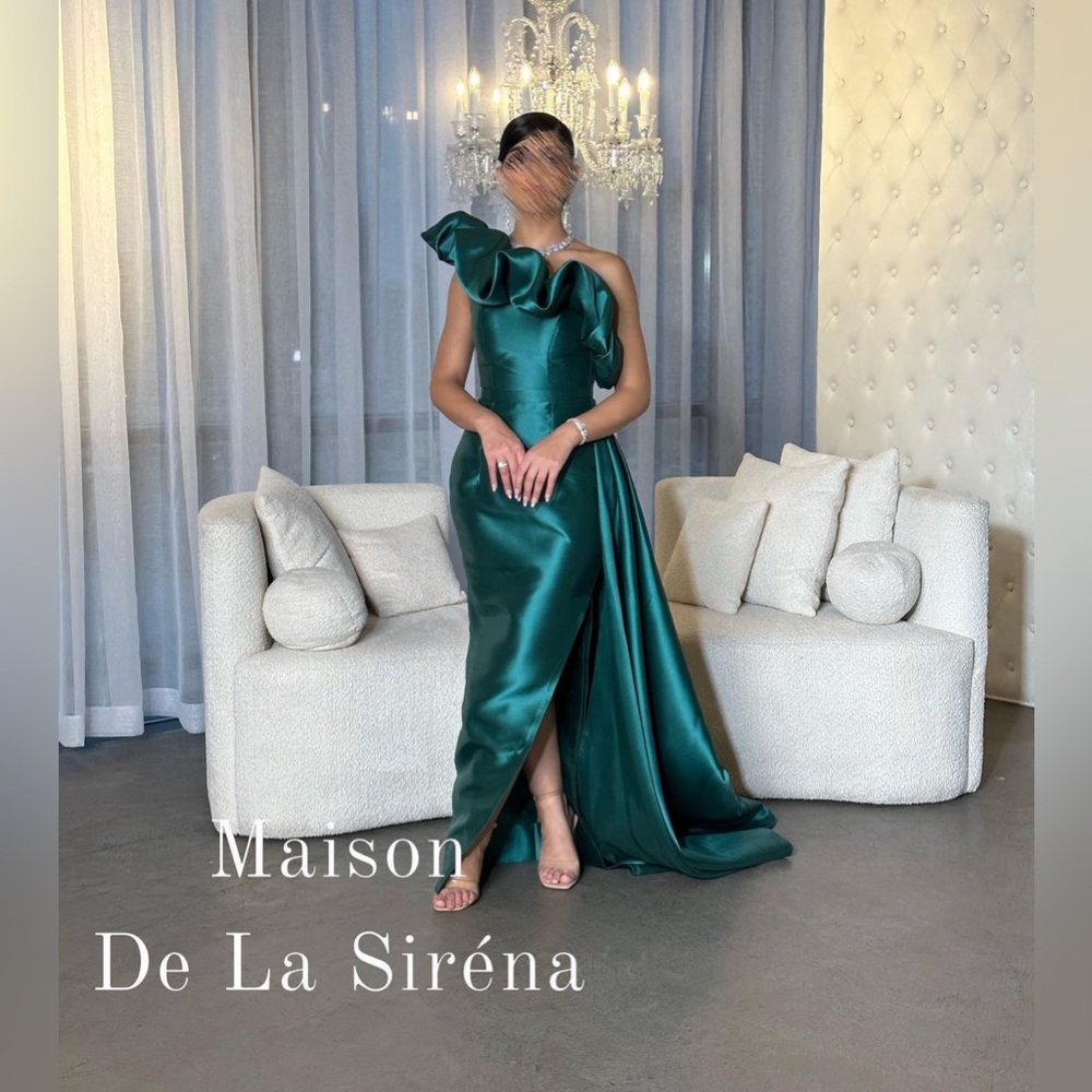 Jewel - Green Maxi Dress With a Side Drape